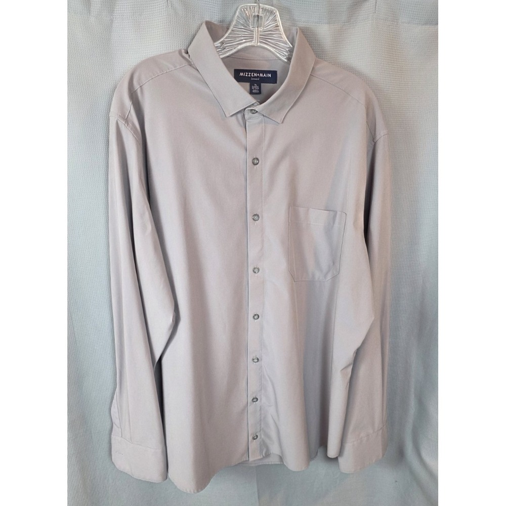 Mizzen and Main Leeward Mens XL Gray Performance Long Sleeve Button Up Shirt